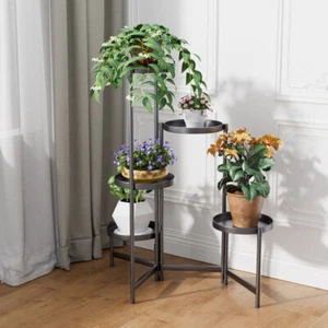 Freestanding Metal Folding Shelf Plant Stand Flower Rack Pot Holder Display Unit - Picture 1 of 15