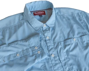 Simms Button Up Shirt Mens 2XL XXL Blue Vented Pockets Fish Stretch Performance - Picture 1 of 16