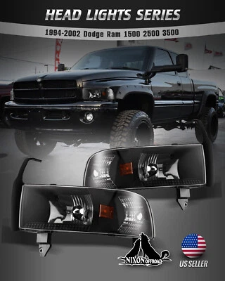 Conjunto de faros delanteros de repuesto para 94-01 Dodge Ram 1500 2500 3500 Foto 1 de 4
