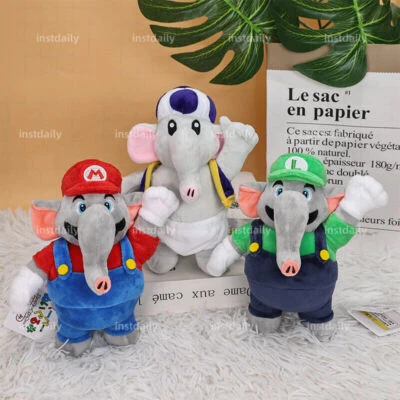 8" Super Mario Bros Plush Elephant Mario Luigi Blue Toad Toys Stuffed Doll Gifts - Image 1 of 4
