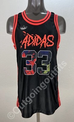Camiseta deportiva de baloncesto a rayas sin mangas para hombre Adidas #33 talla M Foto 1 de 4
