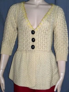 Suéter túnica tejido grueso peplum lana marfil Free People ajuste y acampanado ~ M M3020 - Imagen 1 de 12