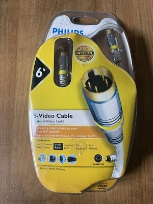 Cable Phillips S-Video M62791 conectores chapados en oro de 24 quilates de 6 pies de largo Foto 1 de 2