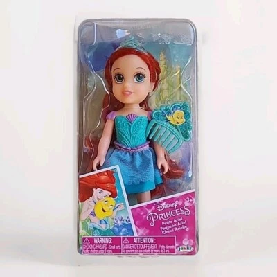 Muñeca Disney Princesa Pequeña Ariel con Pelo Platija Sirenita Brillo 6" Nueva Foto 1 de 4