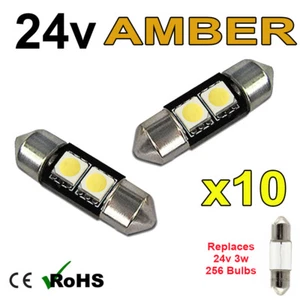 10 x Bernstein 24 V 31 mm Festoon Innenplatte Licht 256 2 SMD SV7-8 Glühbirnen LKW - Bild 1 von 3
