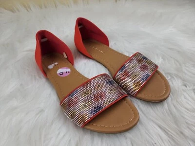 Сандалии Andiamo обувь с открытым носком оранжевые/цветочные стразы 5,5  - Изображение 1 из 4