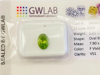 GWLAB Certified Natural Loose Diamond 1.01 Ct Oval Cut Green Diamond For Jewelry - Image 1 of 4
