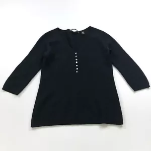 Maglione pullover Lord & Taylor 100% due strati cashmere MED scollo a V nero - Foto 1 di 12