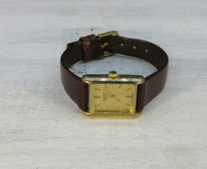 Sharp Watch Women Stainless Gold Tone Brown Leather Band - Picture 1 of 11