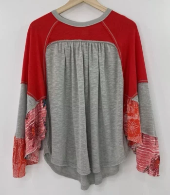 Top Térmico We The Free Friday Fever Boho Rojo Gris Manga Mariposa Campesino XS Foto 1 de 4