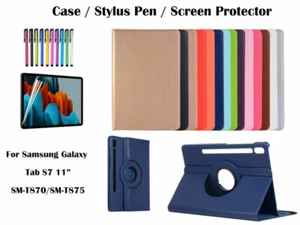  For Samsung Galaxy S7 11-inch T870 Screen Film/ Rotate PU Leather Case Cover - Imagen 1 de 30