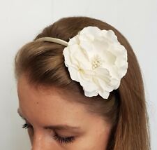 New Claire's Women's Hair Accessorie Plastic HeadBand Glitter Flower Cream Ivory