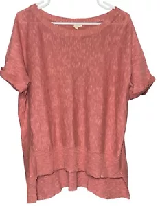 Eileen Fisher Organic Linen Cotton Slub Sweater Top Oversized Sz S Coral - Picture 1 of 6