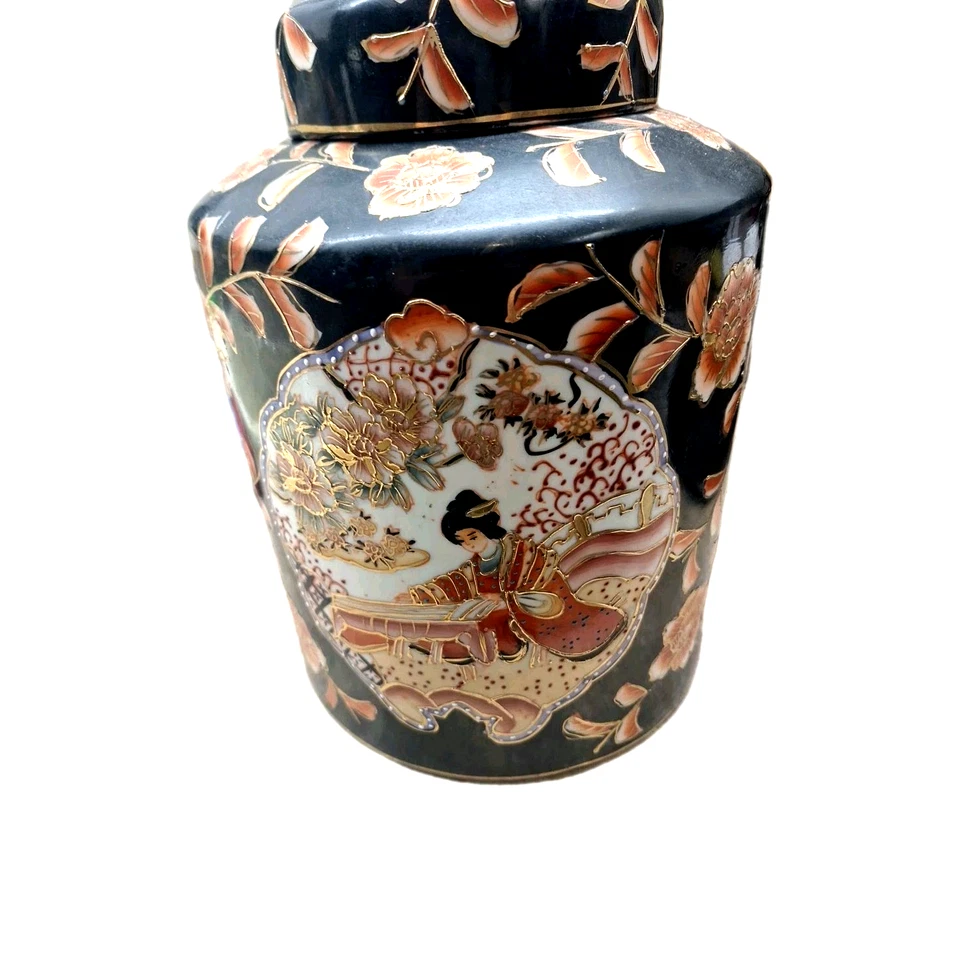 Vintage Handpainted Oriental Ginger Jar Ceramic  - Image 1 of 4