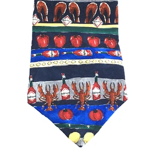 Tabasco Mens Novelty Tie 100% Silk Made in USA Peppers Lemons  Hot Sauce - Picture 1 of 7
