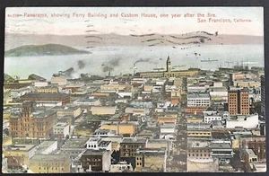 Postal Panorama Ferry Edificio y Custom House Terremoto California A11 1906 - Imagen 1 de 2