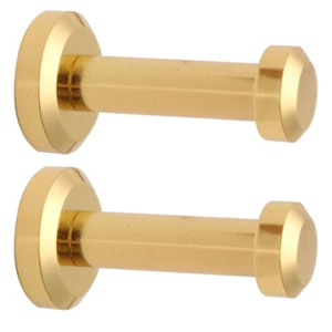 2pcs Wall Hooks Copper 46mm Hook Coat Towel DIY Hanger W Screws Gold Tone - Picture 1 of 7