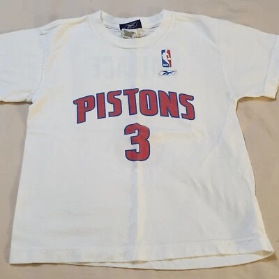 Camiseta Reebok Youth Detroit Pistons Talla PEQUEÑA Crew Blanca Ben Wallace 3 Hooper Foto 1 de 4