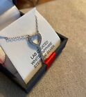 Lab Created White Saphire Sterling Silver 18" Heart Key Necklace