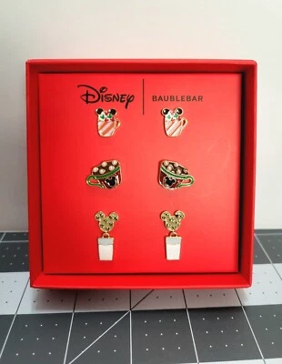 迪士尼 Baublebar 圣诞饮料 3 耳环套装拿铁热可牛奶饼干新品 — 第 1/4 张图片