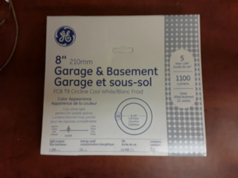 GE 8" (210mm) Garage & Basement FC8 T9 Circline Cool White Bulb, 22W 110 lumens - Image 1 of 2