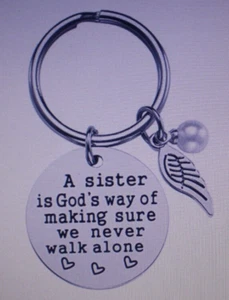 Stainless Steel Keychain A Sister Is God's Way Of Making... Gift Womens Key Ring - Picture 1 of 4