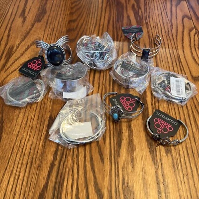 NOVO Lote de 10 Estilos Diferentes Pulseiras de Punho em Tom Prata Bling Stones Paparazzi - Imagem 1 de 4