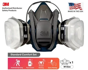 3M 7 IN 1 QUICK LATCH HALF FACE RESPIRATOR FACEPIECE GAS MASK Spray Painting LRG - Picture 1 of 9