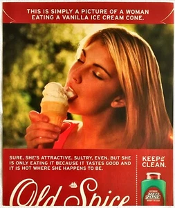 Anuncio impreso 2006 Old Spice Sexy chica lamiendo helado cono hombre cueva arte promocional - Imagen 1 de 1
