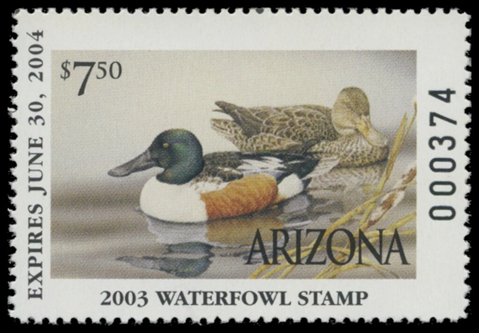 2003  Arizona State Duck Stamp Mint Never Hinged. Original Gum  - Image 1 of 1