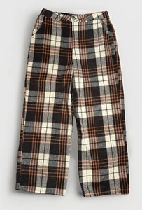 HYFVE Women’s Large Checkered Brown Plaid “Flannel” Pants Wide Leg 32 X 29 - Picture 1 of 6