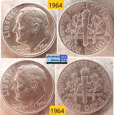 Vintage 1964⌛US Mint Silver Roosevelt Dimes🪙As Depicted🪙Last Year Silver - Image 1 of 4