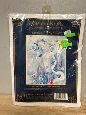 Fantasía Unicornio Floral Encantamiento Punto de Cruz Kit Kustom Krafts AF-002-K 16x20 Foto 1 de 2