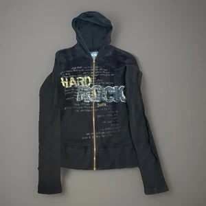 Vintage Y2K Hard Rock Cafe Cyber Punk Grunge Emo Full Zip Hoodie Sweatshirt S - Bild 1 von 7