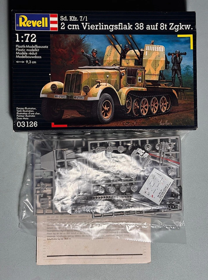 REVELL 03126 - Sd. Kfz. 7/1 2cm VIERLINGSFLAK 38 auf 8t ZGKW - 1/72 PLASTIC KIT - Immagine 1 di 1