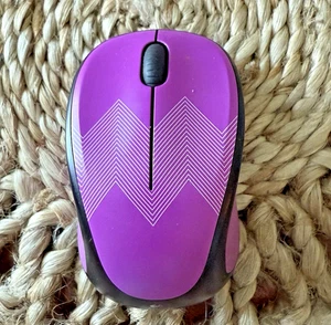 Logitech M317c Wireless Mouse w/ USB Nano Receiver – Purple Chevron Design - Picture 1 of 3