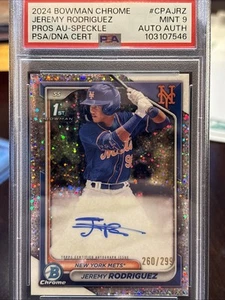 2024 Bowman Chrome Jeremy Rodriguez Speckle 1st Bowman Auto /299 PSA 9 RC MINT - Picture 1 of 3