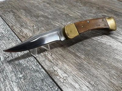Vintage 1974-1980 Buck 110 Classic Lock back Folding Hunter Knife 2 Dot USA - Image 1 of 4