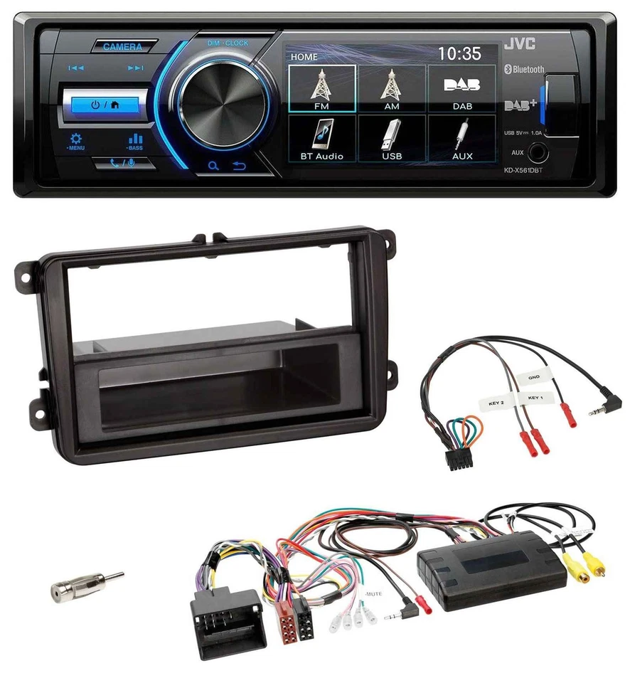JVC Bluetooth Lenkrad USB DAB Autoradio für VW T5 Golf Tiguan Touran 2009-2015 - Bild 1 von 4