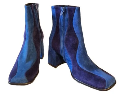 Jeffery Campbell Blue Suede Combo Lava Lamp Ankle Boots Booties - Image 1 of 4