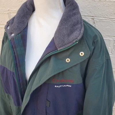 Vintage Y2K Ralph Lauren Chaps Green/Blue Full Zip Insulated Puffer Jacket Sz L - Image 1 of 4