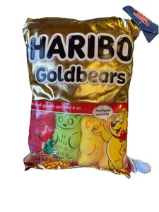 Haribo GoldBears Candy Pillow Set 4 Plush Gummy Bear Candies Inside NWT 16x12” - Picture 1 of 4