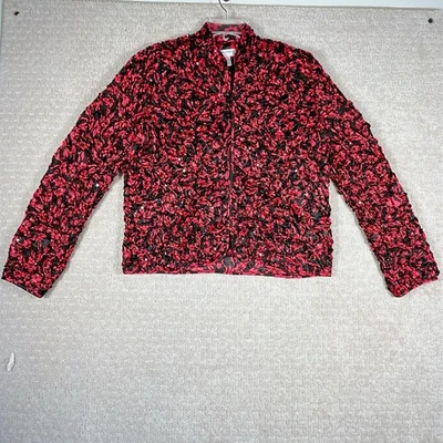 Винтажная женская куртка Draper's & Damon's Petites PL черная красная с блестками собранная в рюш - Изображение 1 из 4