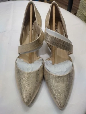 LifeStride Suki 女式浅口鞋金色带交叉肩带 8M 码 — 第 1/4 张图片