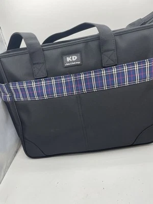 Bolsa de pañales diseño Kicker & David.  Negro con rayas azules a cuadros. ¡Nuevo!! Foto 1 de 4