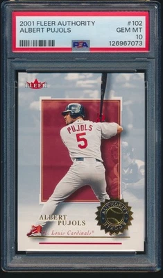 2001 Fleer Authority Albert Pujols 新秀 RC /2001 PSA 10 GEM 状况完好 — 第 1/2 张图片