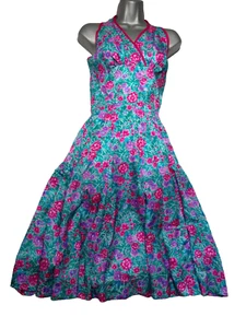 VESTIDO SWING ESTILO AÑOS 40/50 FLORAL CUELLO HALTER CON BOLERO A JUEGO - Imagen 1 de 4