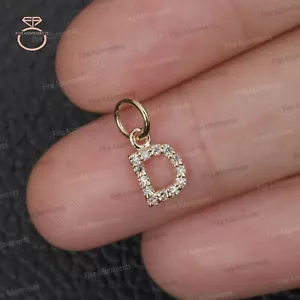 Nuevo colgante inicial D de oro amarillo sólido de 14k diamante blanco natural letra D - Imagen 1 de 8