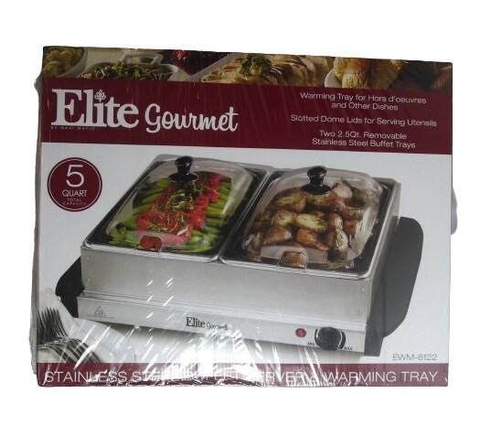 Elite Gourmet EWM-6122# Dual 2 x 2.5 Qt. Trays, Buffet Server