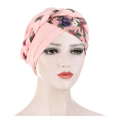 Muslim Women Braid Turban Hijab Hat Hair Loss Bonnet Chemo Cap Wrap Headscarf - Image 1 of 4